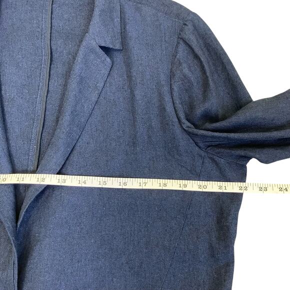 Tommy Hilfiger Sz L Linen Blend Navy Single Breasted Lightweight Blazer Relaxed - Picture 7 of 16